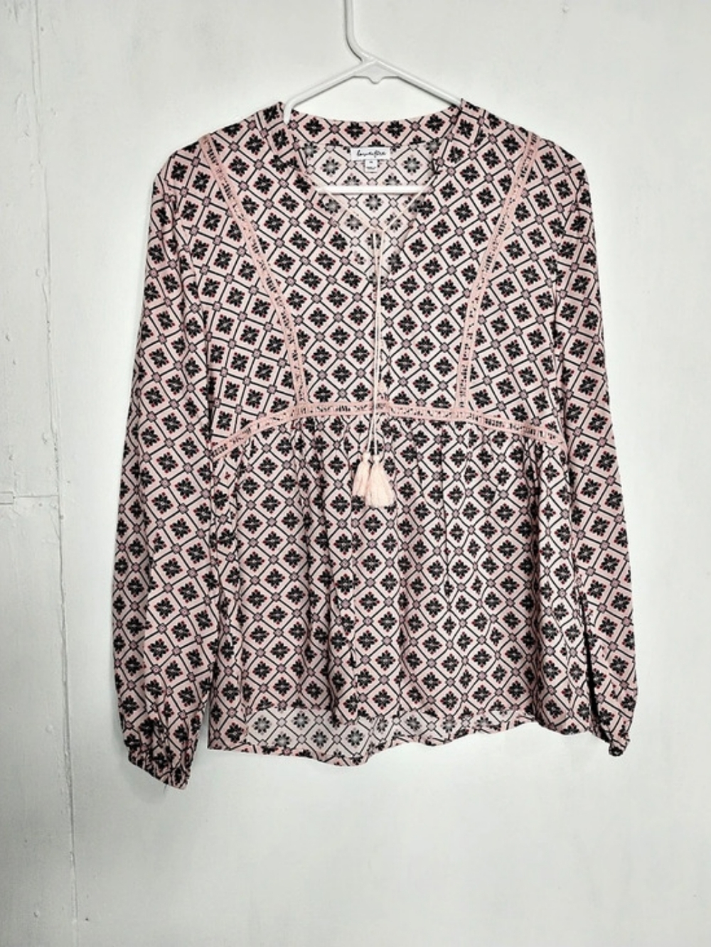Love Fire Geometric Blouse in Pink & Black